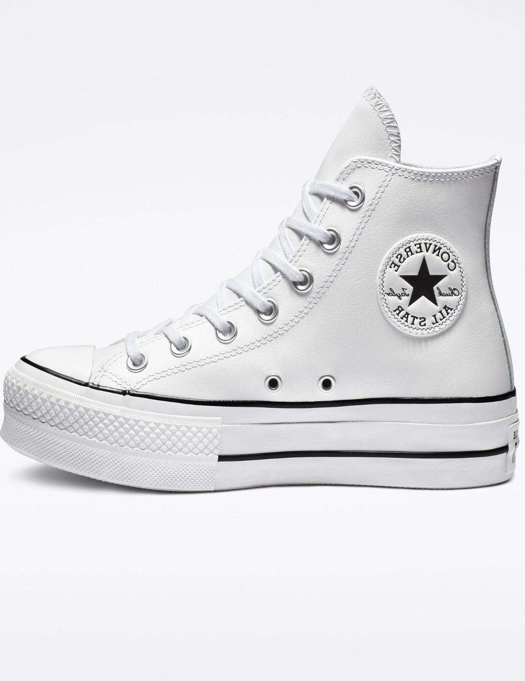 Orbita cemento página Zapatillas Converse Bota Plataforma Piel Blancas