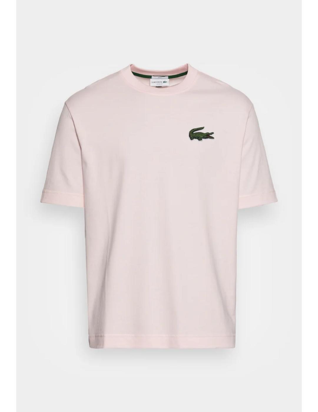 Camiseta Lacoste rosa logo grande para hombre