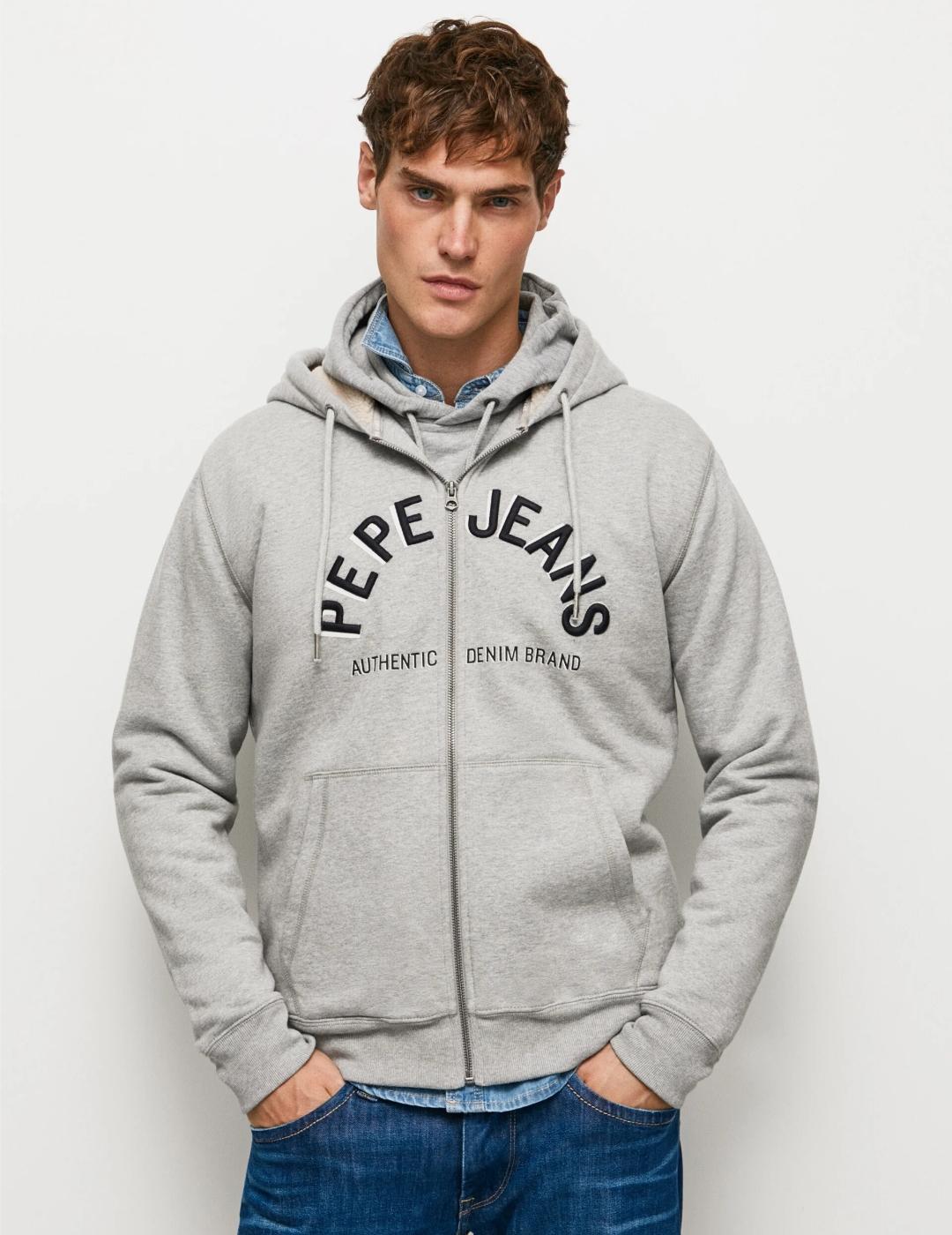 Sudadera cremallera pace gris hombre pepe jeans