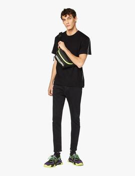 Camiseta Versace Jeans negro logo tira para hombre