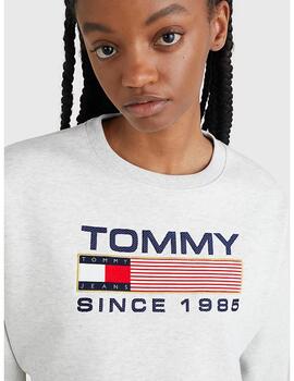 Sudadera Tommy Jeans crop oversize gris para mujer