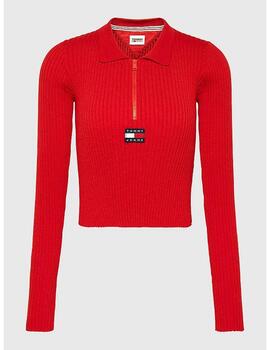 Jersey Tommy Jeans punto rojo para mujer