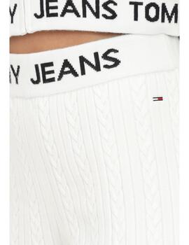 Pantalon Tommy Jeans de punto blanco para mujer