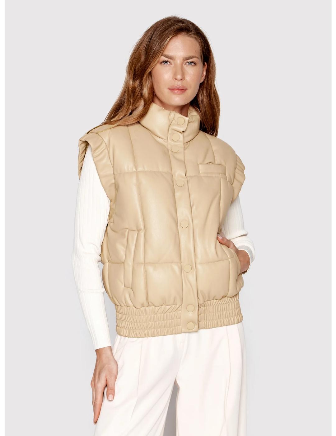 Chaleco Guess beige eco piel para mujer
