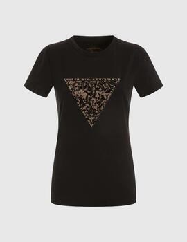 Camiseta Guess leopardo negra para mujer
