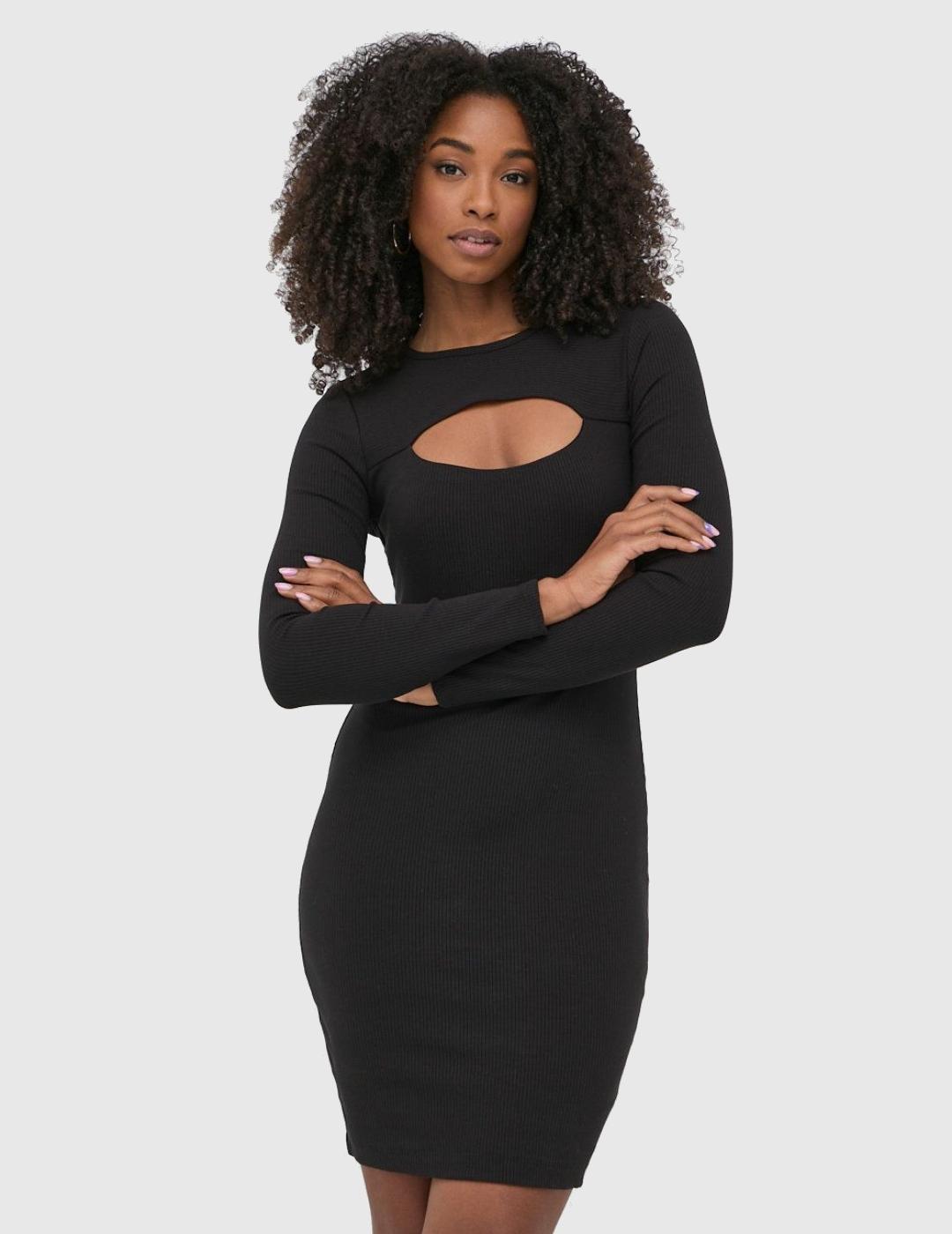 solitario rotación resistirse Vestido Guess negro apertura escote para mujer