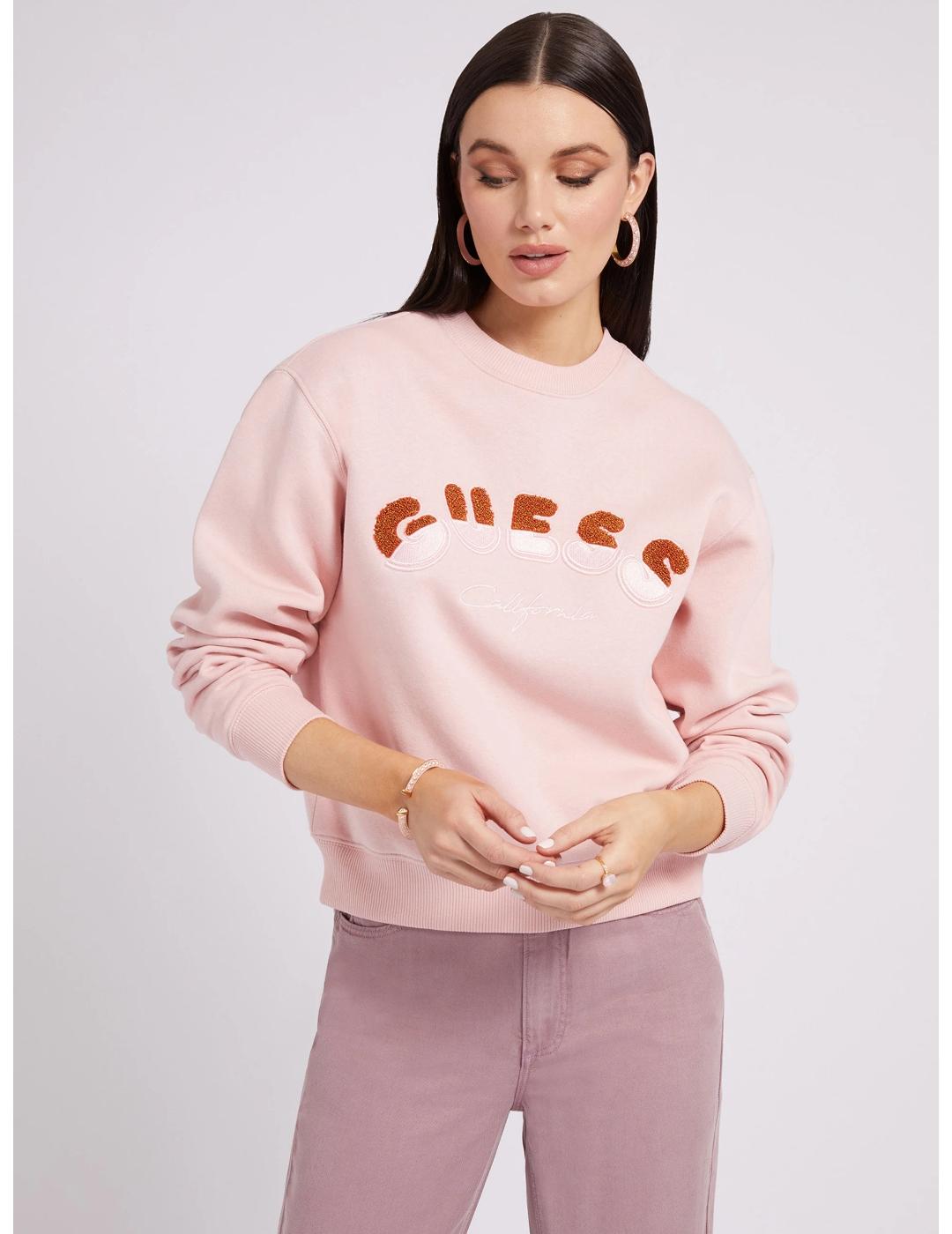 Sudadera Guess rosa logo mujer