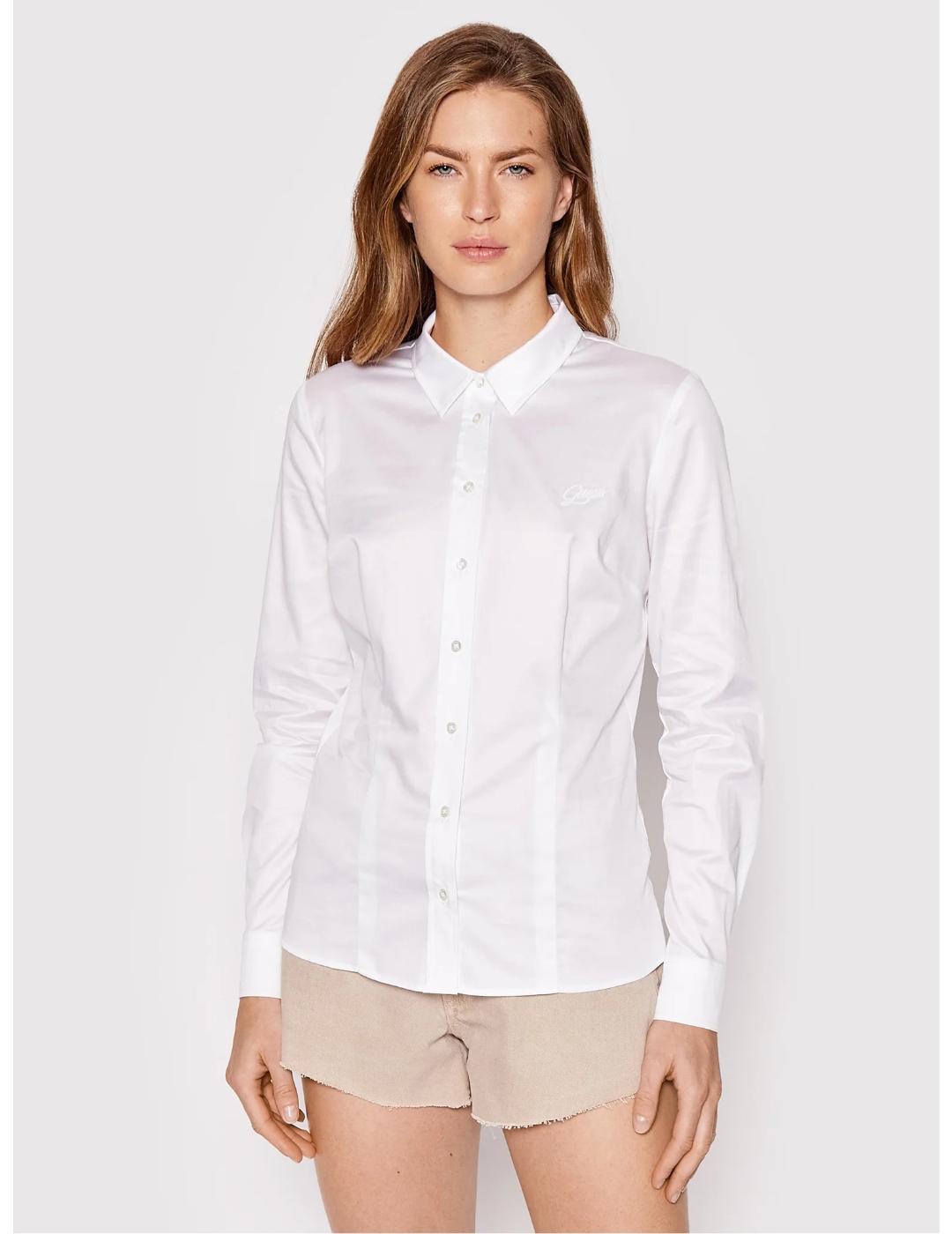 visión Los invitados Mago Camisa Guess blanca satinada para mujer