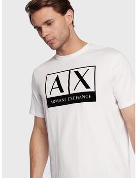 Camiseta Armani Exchange blanca terciopelo para ho
