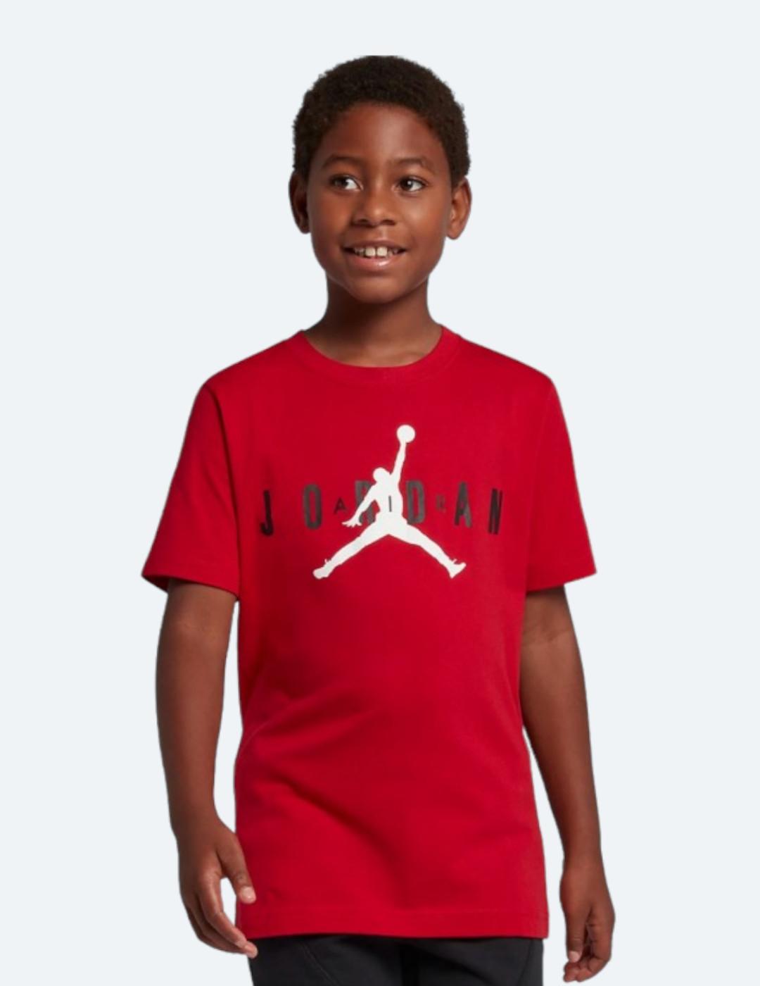 Camiseta Jordan maga corta color rojo niño