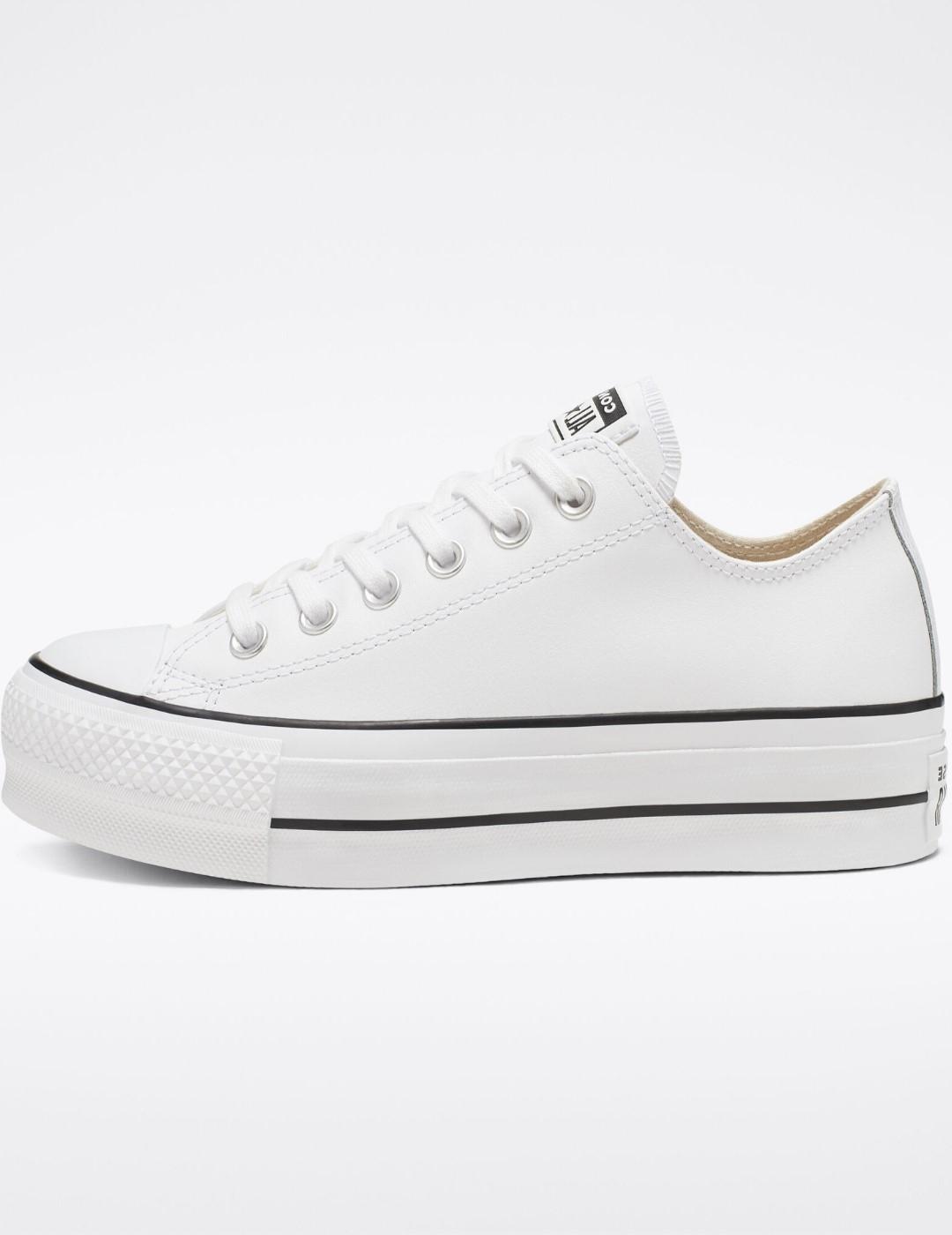 Confuso revista Expectativa Zapatillas Converse mujer plataforma blancas piel