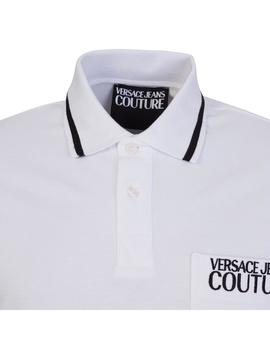 Polo Versace Jeans Couture piqué blanco para hombre