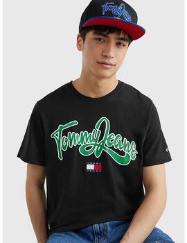 Camiseta Tommy Jeans college negra para hombre