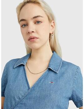 Blusa Tommy Jeans chambray denim para mujer