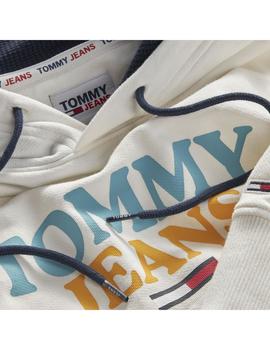 Sudadera Tommy Jeans blanca con capucha para hombre