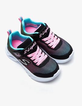 Zapatilla Skechers negra/rosa con luces para niña