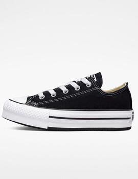 Zapatilla Converse plataforma lona negra junior