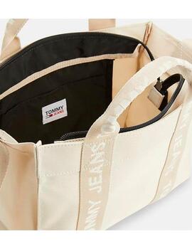 Mini tote bag Tommy Jeans beige para mujer