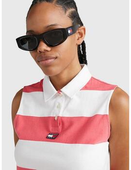 Top crop Tommy Jeans laser pink para mujer