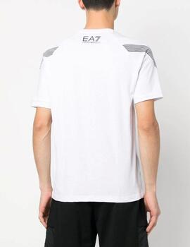 Camiseta EA7 lineal blanca para hombre