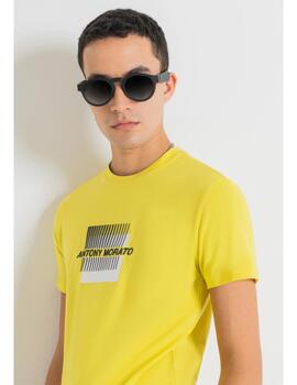 Camiseta Antony Morato amarilla cuadro para hombre