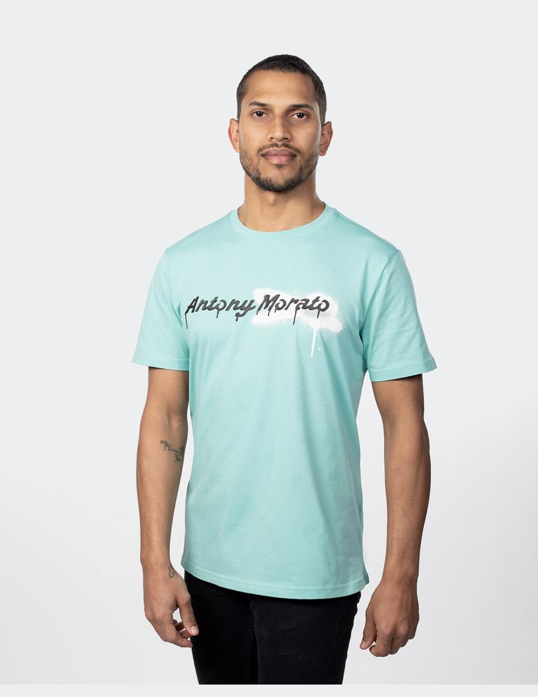 Cuerda Estación Entretenimiento Camiseta Antony Morato azul logo brocha para hombr
