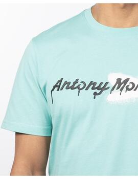 Camiseta Antony Morato azul logo brocha para hombr
