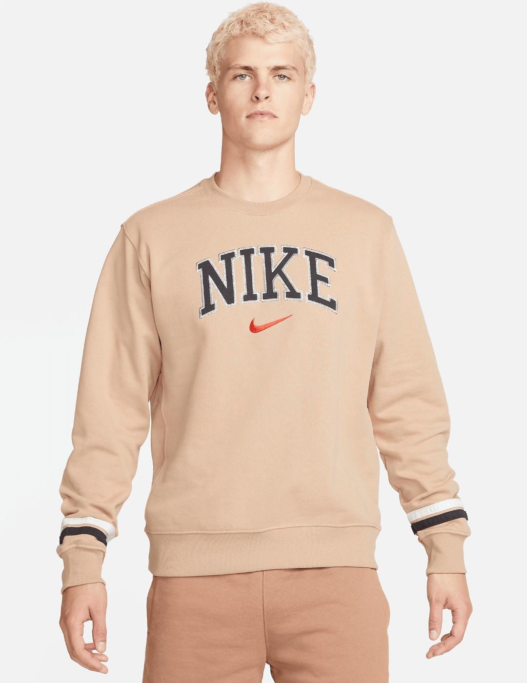 Sudadera Nike beige retro para