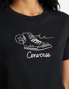 Camiseta Converse Gráfico de Tenis Chica Negra