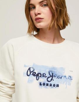 Sudadera beige fit cropped algodón mujer pepe jeans