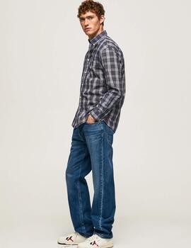 Camisa azul cuadros lynwood fit regular hombre pepe jeans
