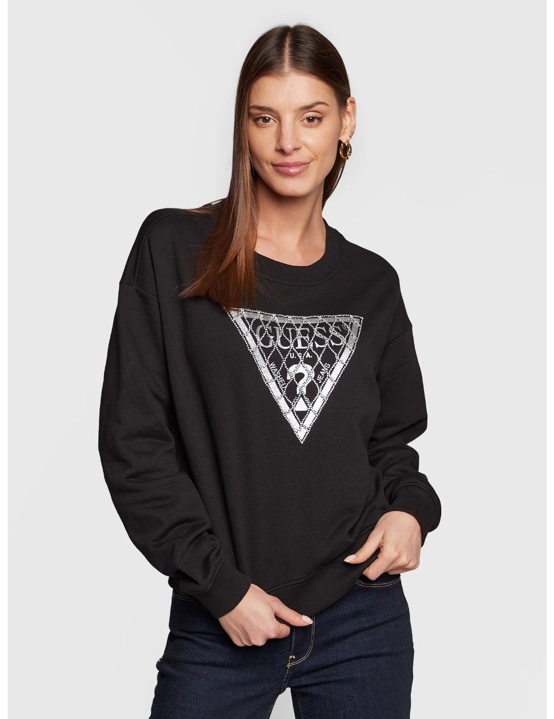 Sudadera Guess Crystal negra para mujer