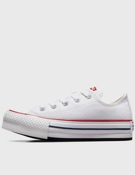 Zapatilla Converse plataforma lona  blanca junior