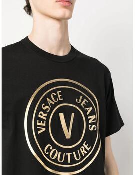 Camisa versace negra outlet con dorado