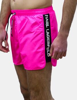 Bañador Karl Lagerfeld rosa neon para hombre