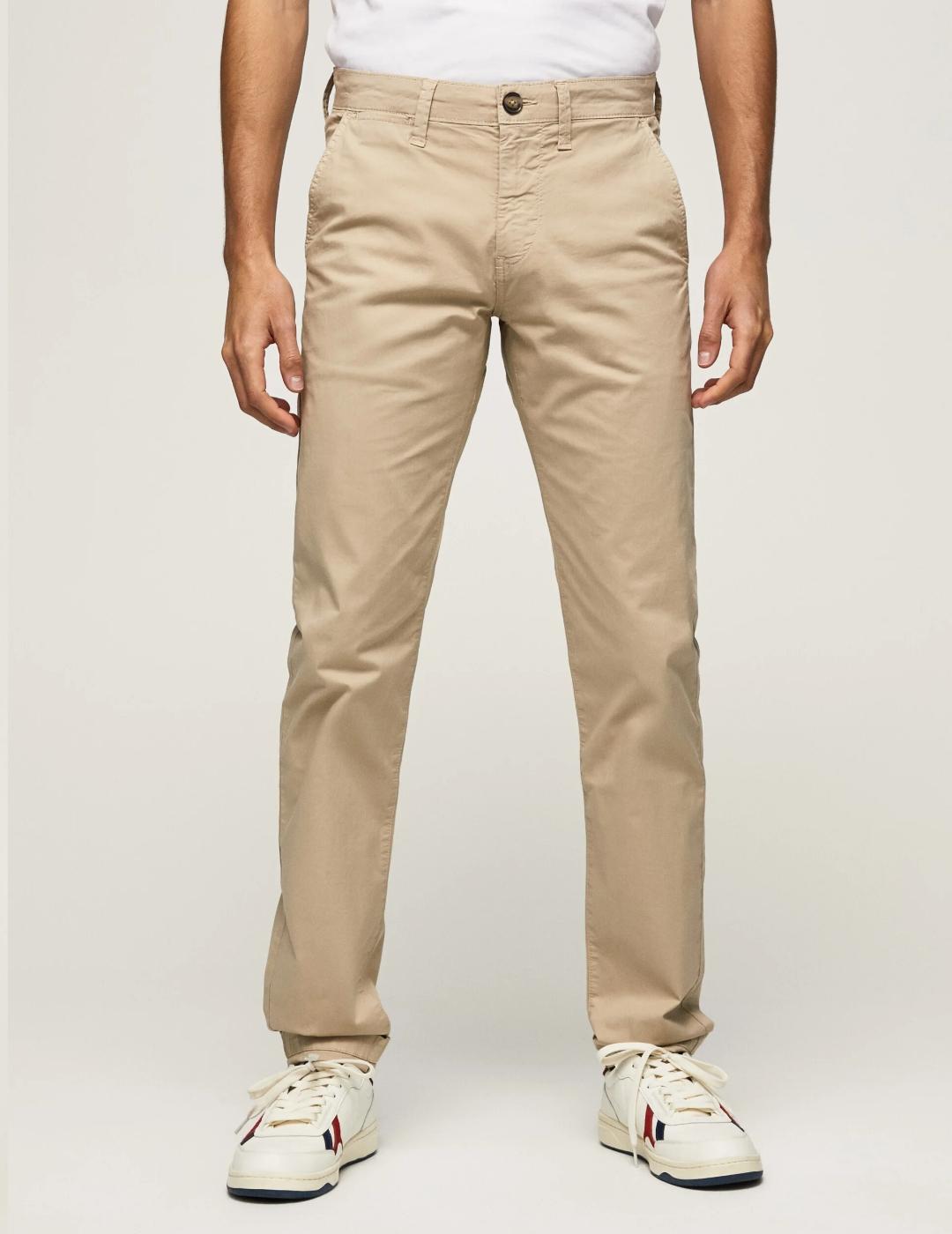 Pantalones chinos fit slim Charly beige hombre pepe jeans