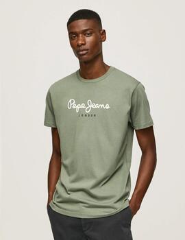 Camiseta algodón logo Eggo N verde hombre pepe jeans