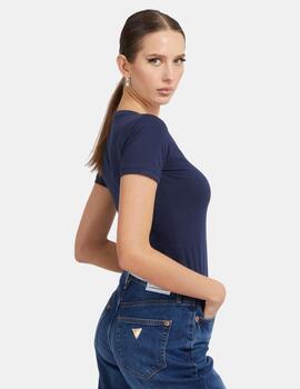 Camiseta Guess mini logo azul para mujer