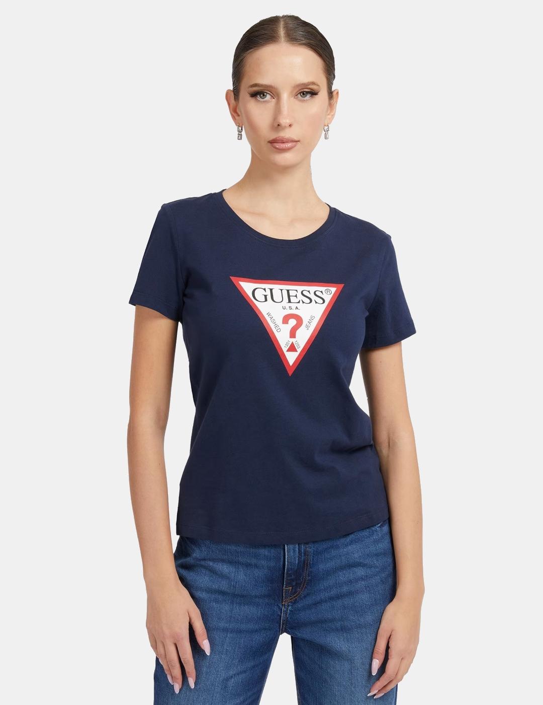 Camiseta Guess Original tee azul para mujer