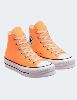 Zapatillas Converse Plataforma lona color naranja para mujer