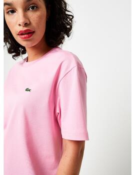 Camiseta Lacoste basica rosa para mujer