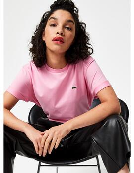 Camiseta Lacoste basica rosa para mujer