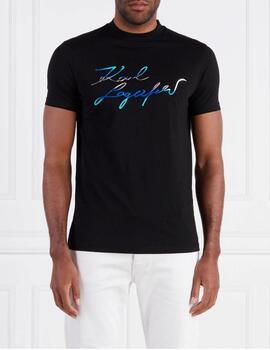 Camiseta Karl Lagerfeld logo firma negra para homb