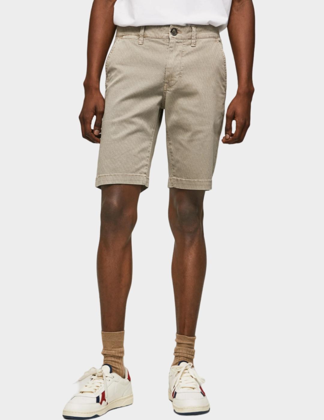 Bermuda beige chino Charly short fit slim hombre pepe jeans