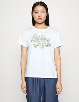 Camiseta Pepe Jeans blanca logo floral alice mujer