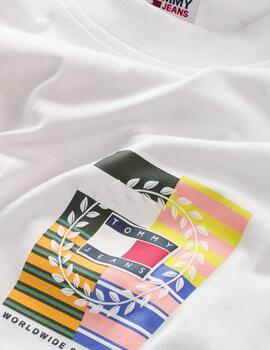 Camiseta Tommy Jeans flag crisp blanca para hombre