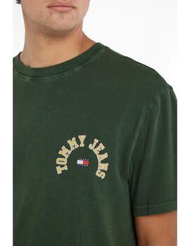 Camiseta Tommy Jeand curved verde para hombre