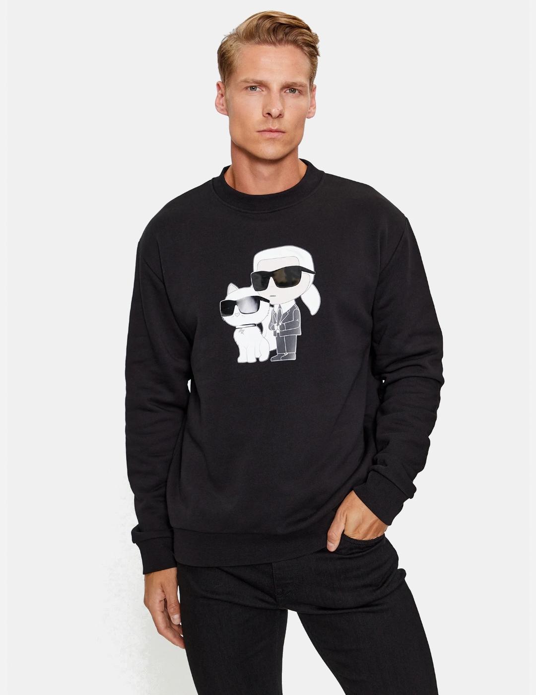 Sudadera Karl Lagerfeld IkoniCat negra para hombre