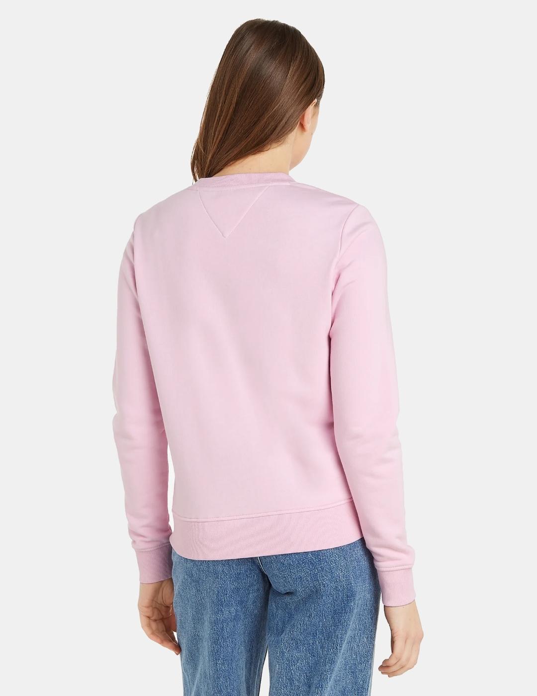 Sudadera Tommy Jeans rosa logo bordado para mujer
