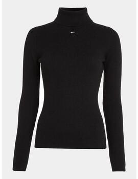 Sueter Tommy Jeans punto negro para mujer